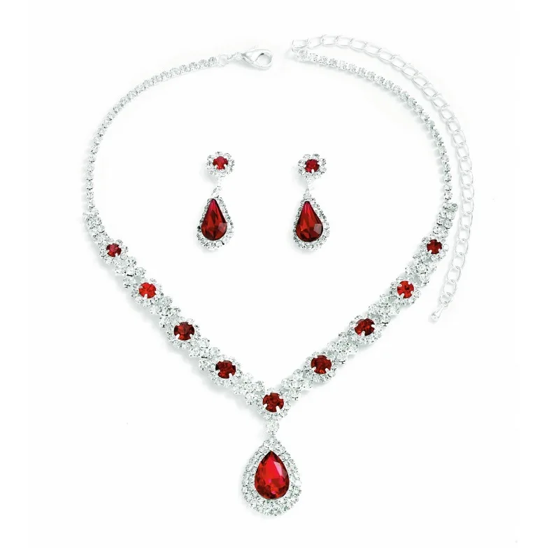 Ensemble de 3 colliers gouttelettes de cristal pour femmes, avec boucles d'oreilles, accessoires pour robe de soirée de mariage Ensemble de 3 colliers gouttelettes de cristal pour femmes, avec boucles d'oreilles, accessoires pour robe de soirée