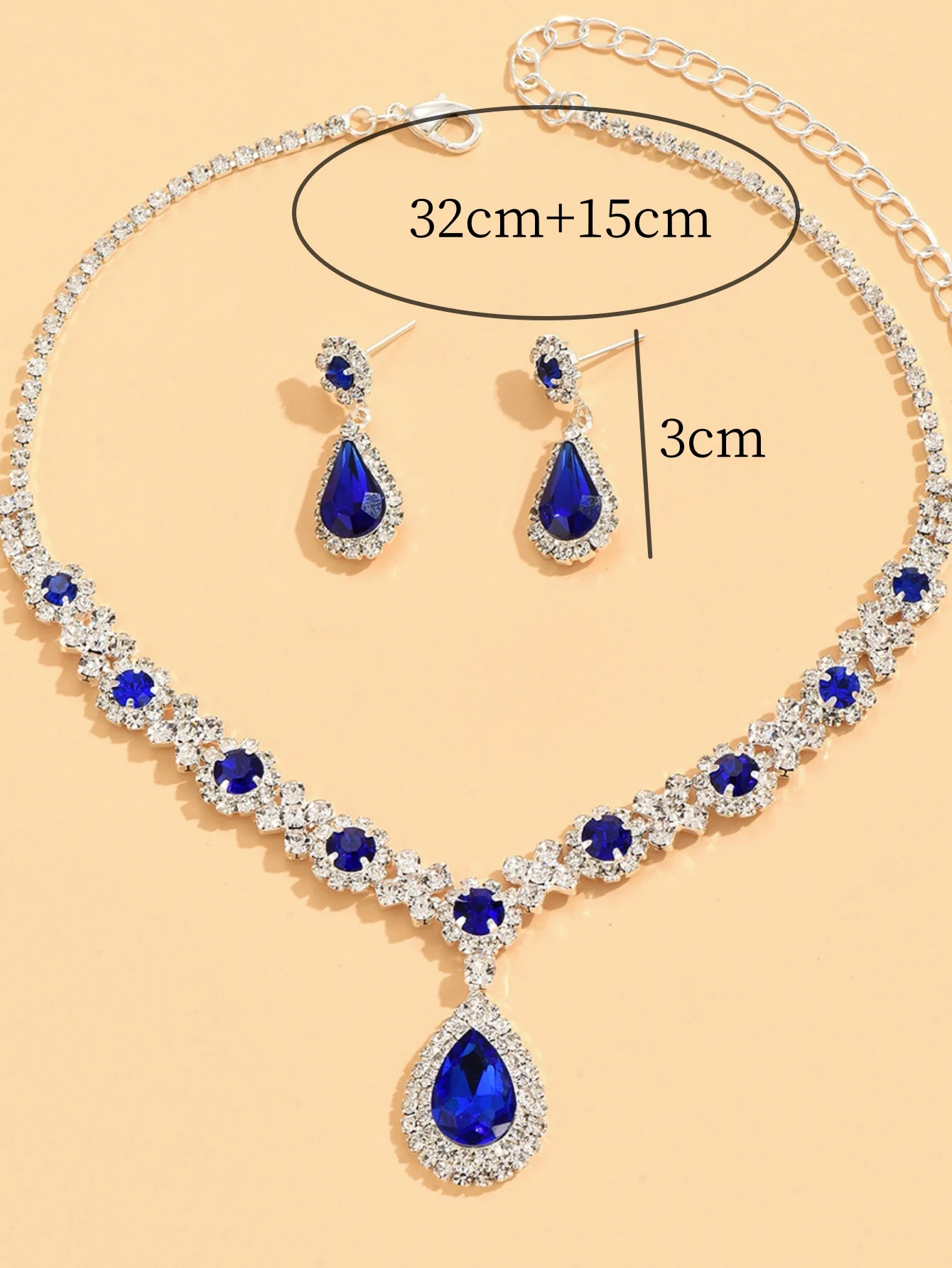 Ensemble de 3 colliers gouttelettes de cristal pour femmes, avec boucles d'oreilles, accessoires pour robe de soirée