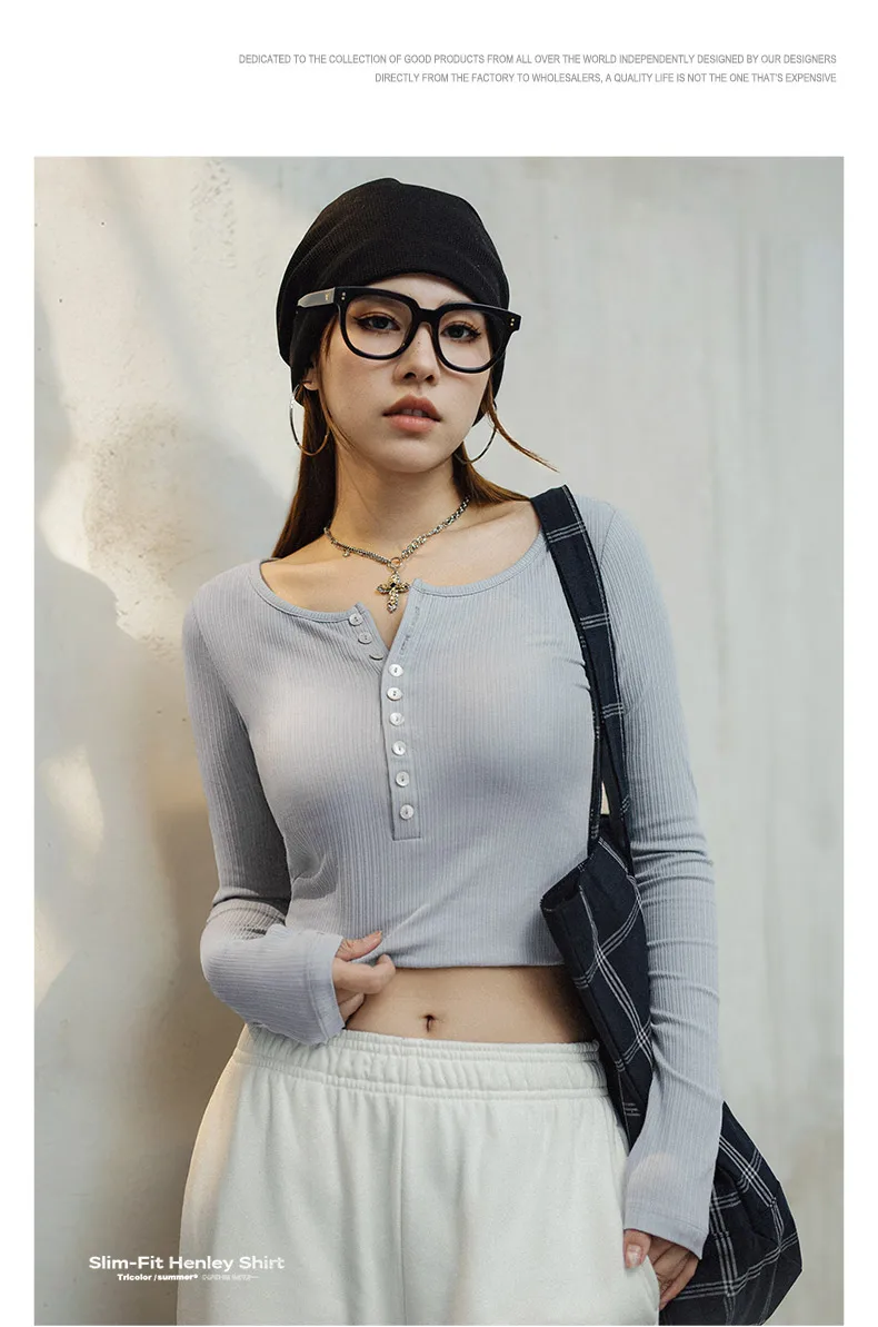 Top Élégance Minimaliste - haut en tricot côtelé pour femme à manches longues