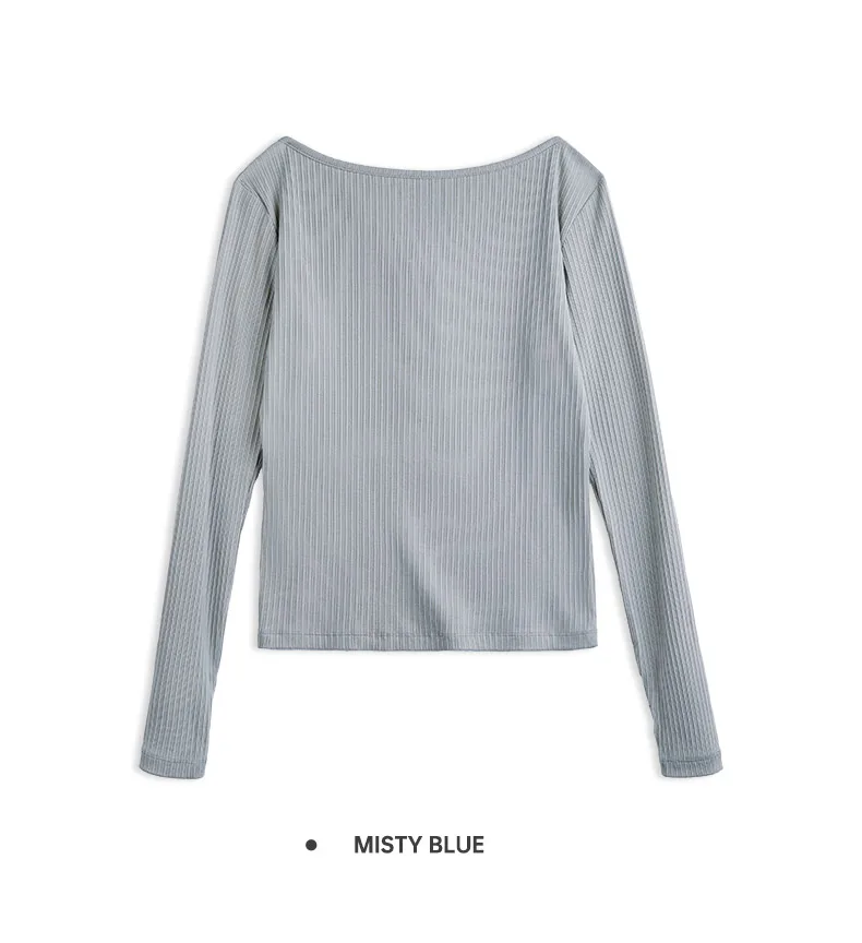 Top Élégance Minimaliste - haut en tricot côtelé pour femme à manches longues