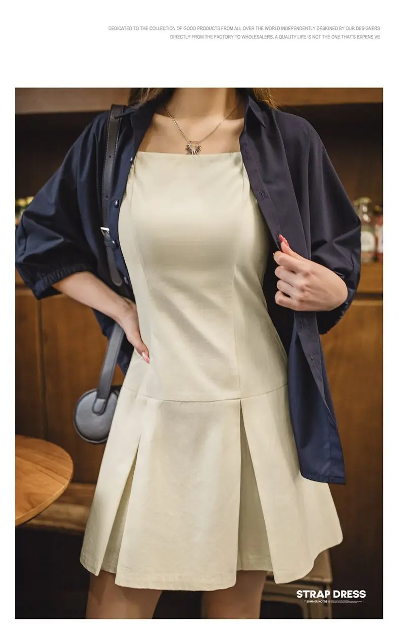 Robe Écru Saint-Tropez – robe plissée pour femmes, coupe cintrée, Style français, Mini robe trapèze en coton