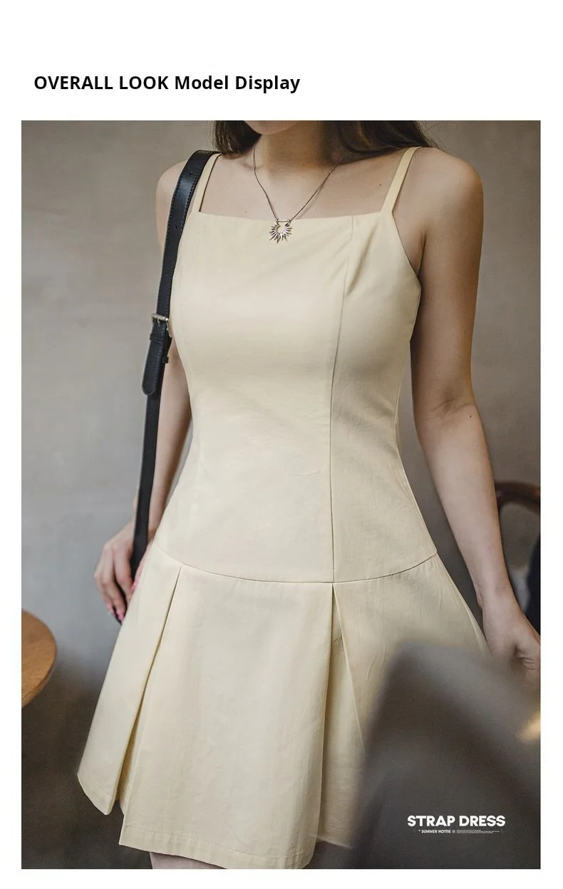 Robe Écru Saint-Tropez – robe plissée pour femmes, coupe cintrée, Style français, Mini robe trapèze en coton