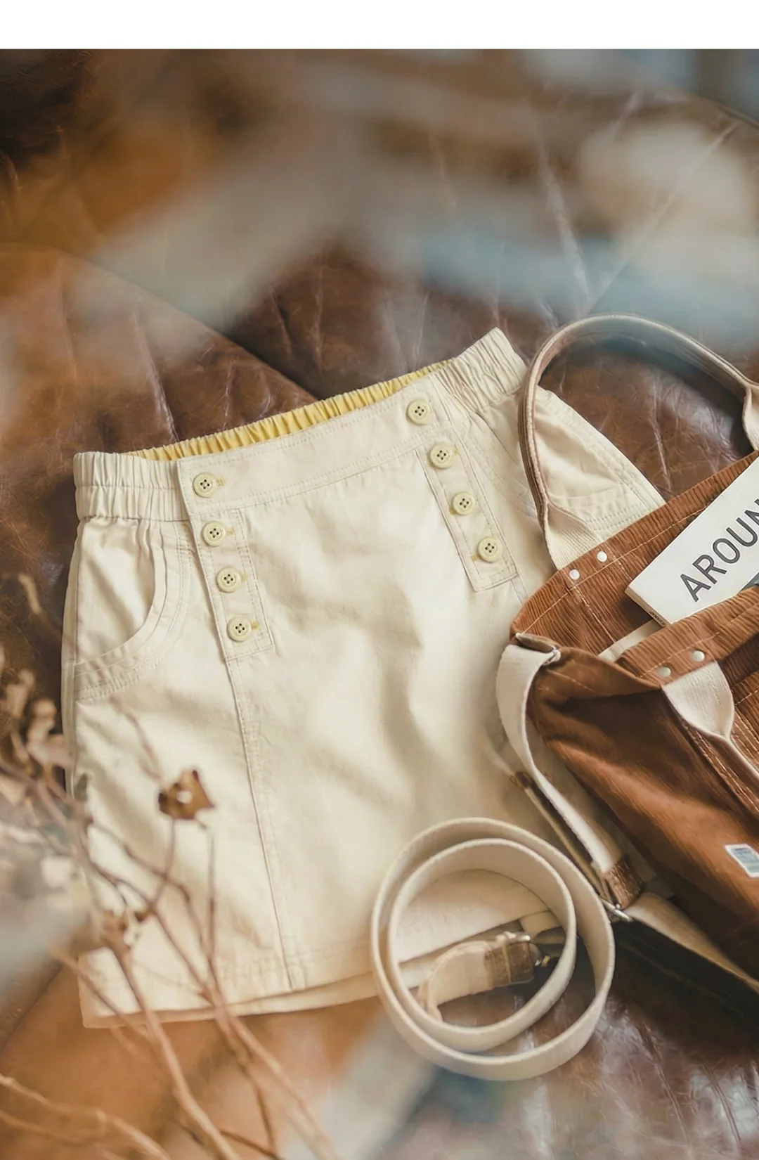 Jupe-Short Élégance Riviera en pur coton, coupe trapèze, taille haute élastique, ajustée, fine, décontractée, courte, pour l'été