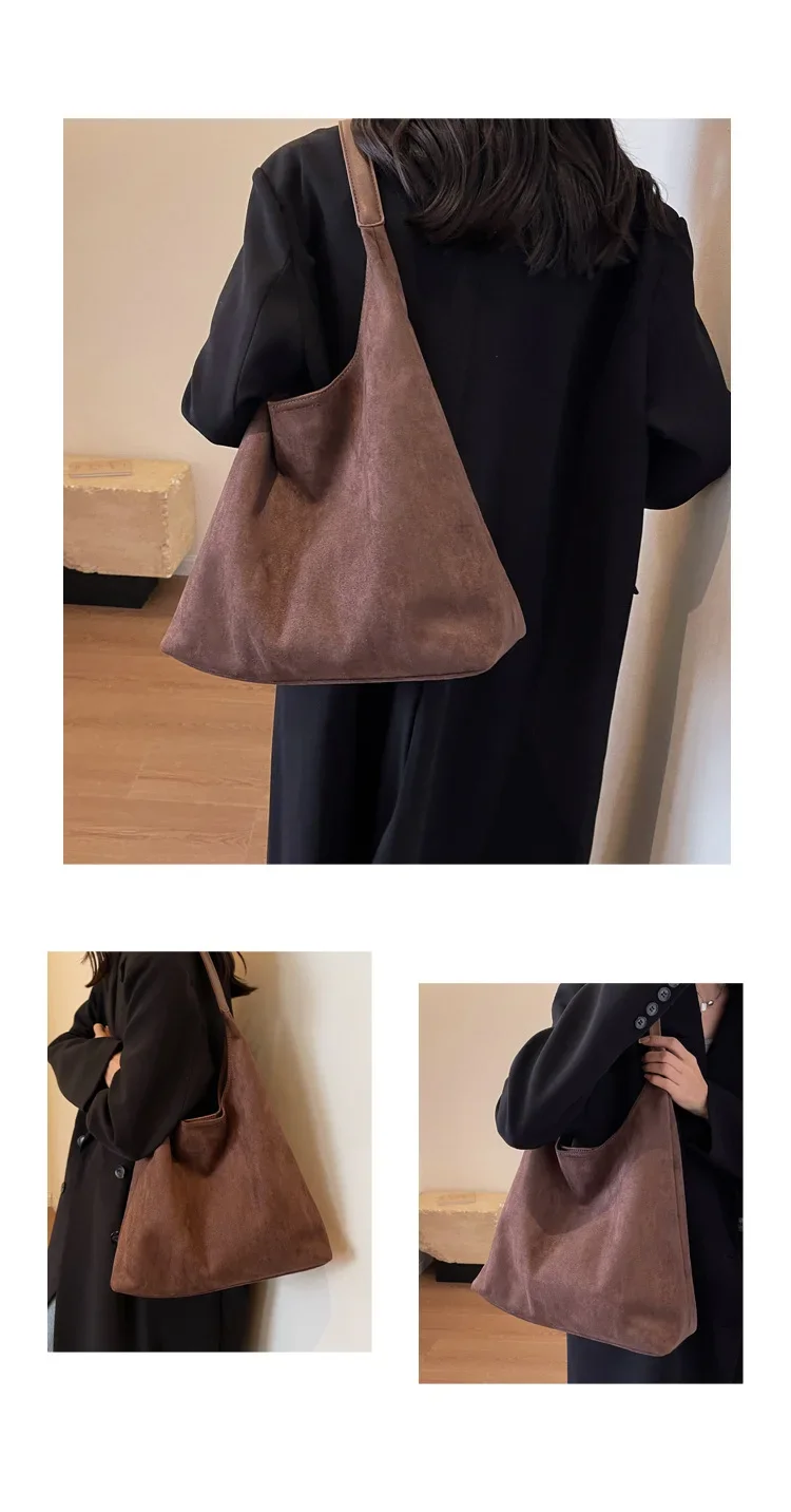 Cabas Riviera Camel en daim
sac à bandoulière de grande capacité
