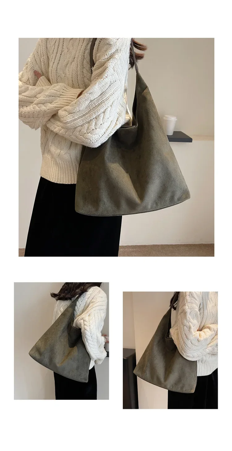 Cabas Riviera Camel en daim
sac à bandoulière de grande capacité