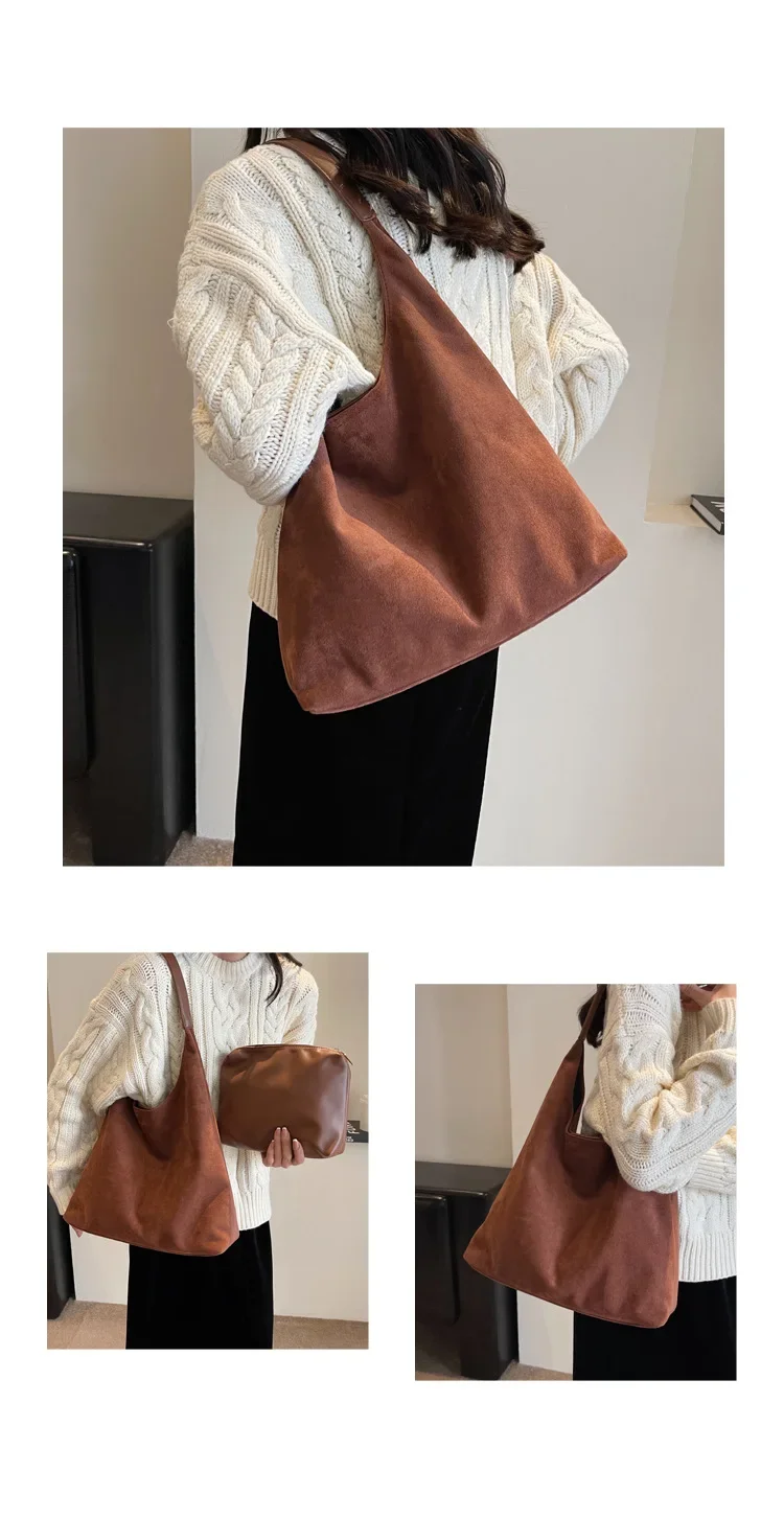 Cabas Riviera Camel en daim
sac à bandoulière de grande capacité