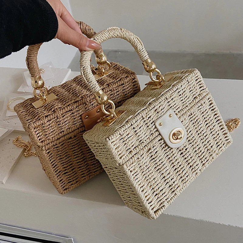 Sac Panier Riviera Prestige bandoulière  en rotin paille tissé