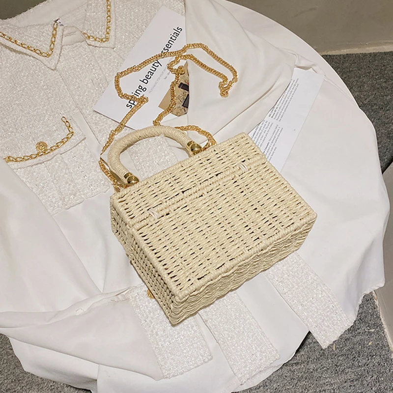 Sac Panier Riviera Prestige bandoulière  en rotin paille tissé