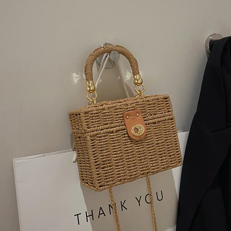 Sac Panier Riviera Prestige bandoulière  en rotin paille tissé