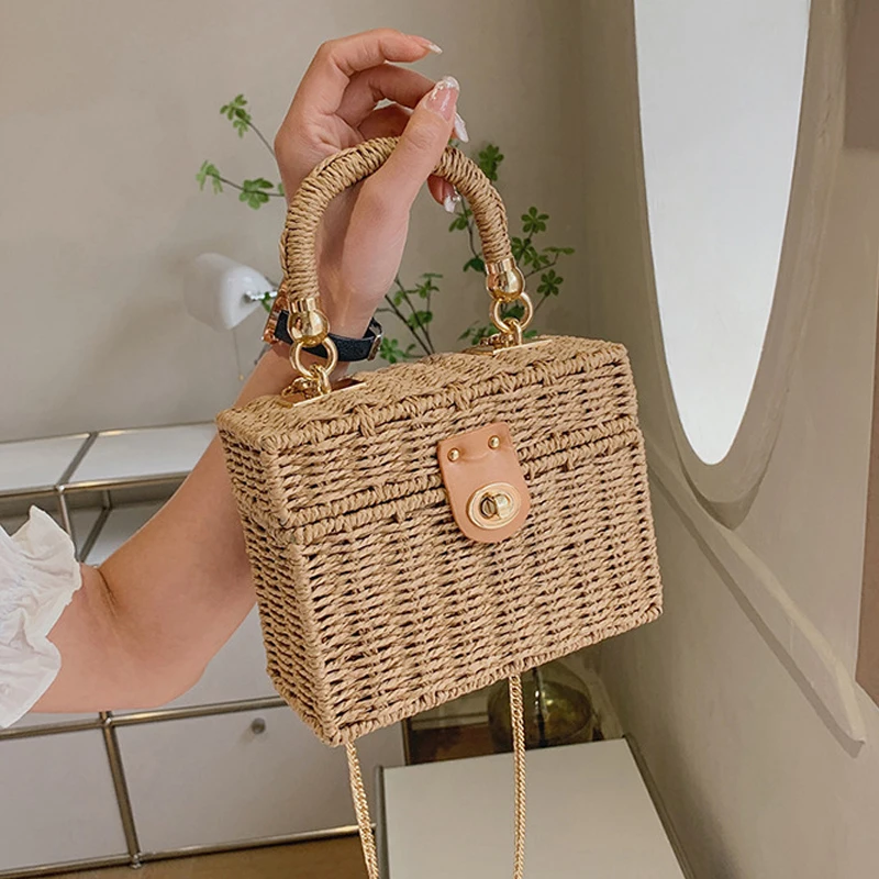 Sac Panier Riviera Prestige bandoulière  en rotin paille tissé