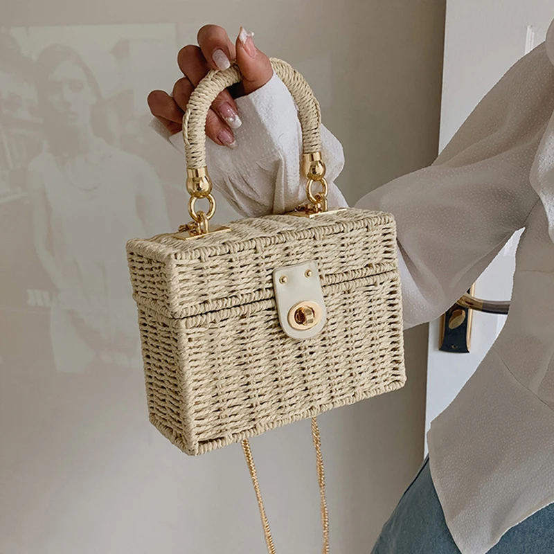 Sac Panier Riviera Prestige bandoulière  en rotin paille tissé
