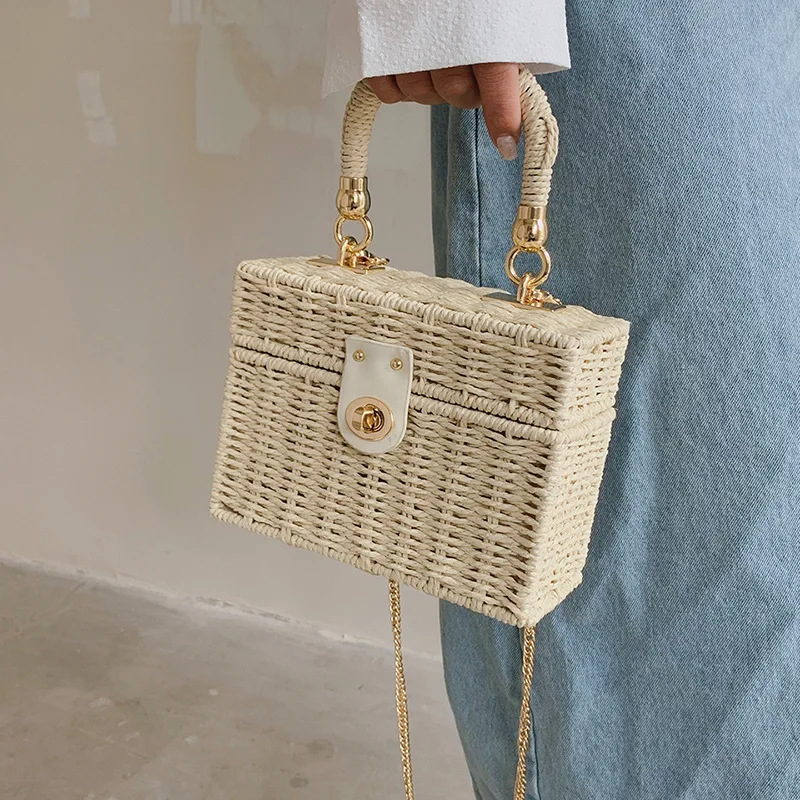 Sac Panier Riviera Prestige bandoulière  en rotin paille tissé