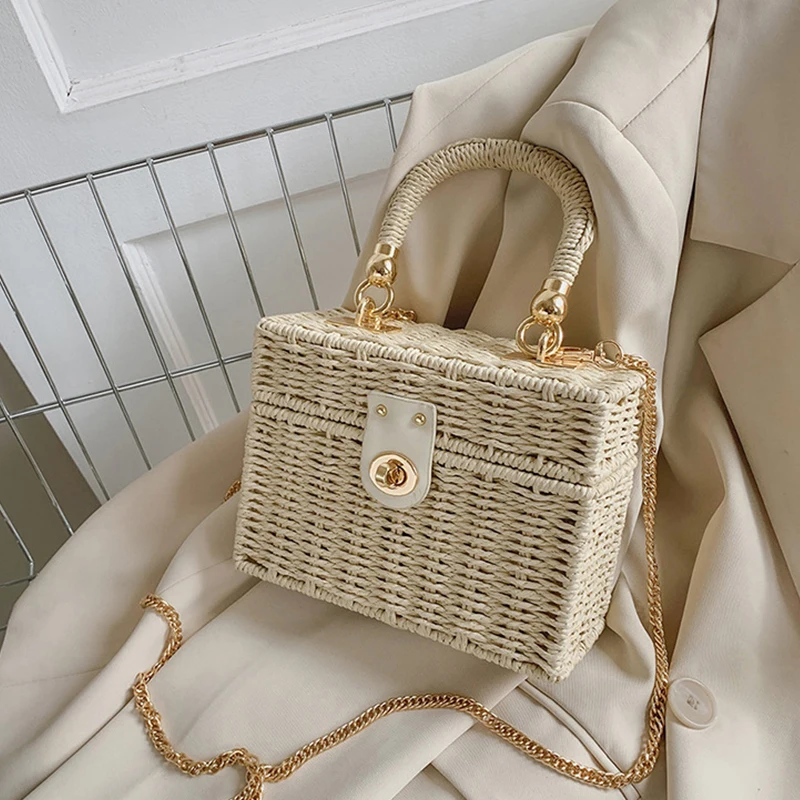 Sac Panier Riviera Prestige bandoulière  en rotin paille tissé