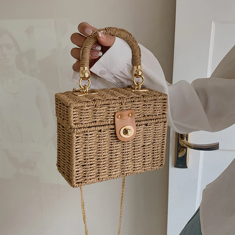 Sac Panier Riviera Prestige bandoulière  en rotin paille tissé