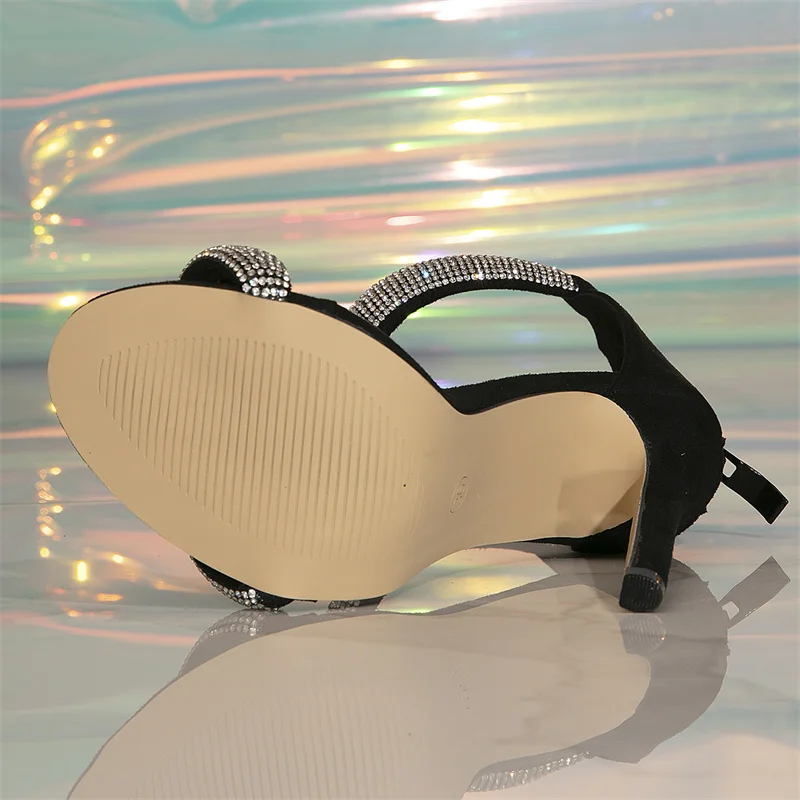 Sandales à Talons Hauts Strass Femme – Chaussures de Soirée Élégantes avec Bracelet Bijou