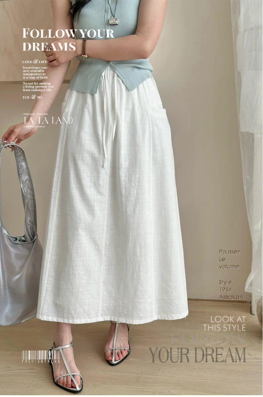 Jupe Midi Blanche Femme en Coton – Taille Élastique et Style Bohème Chic