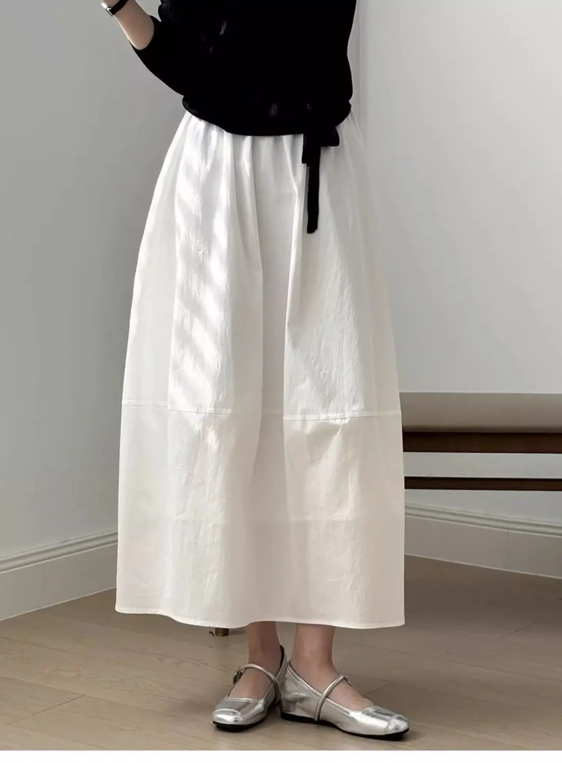 Jupe Longue Évasée Femme Taille Haute – Élégance Minimaliste Printemps Été