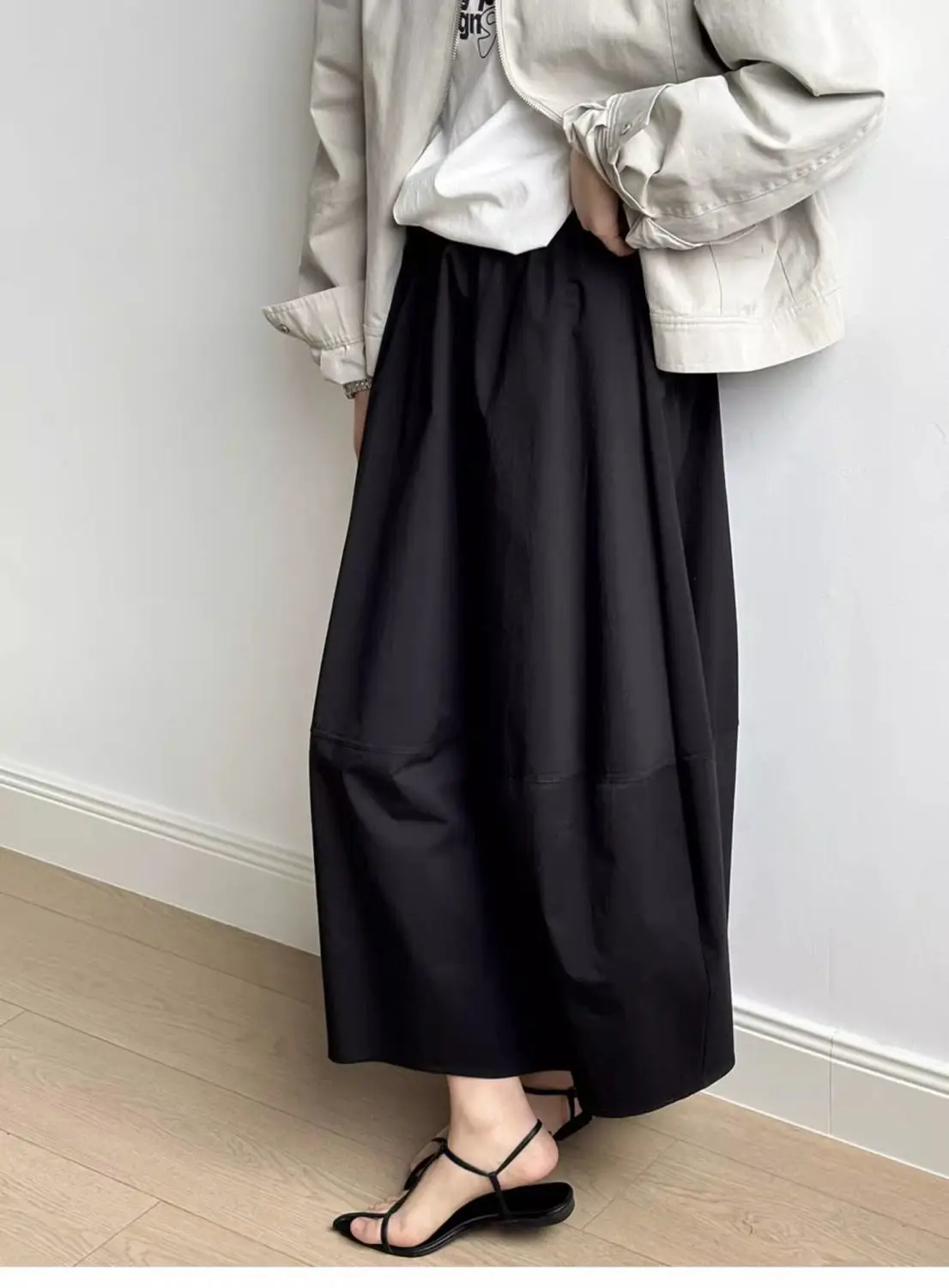 Jupe Longue Évasée Femme Taille Haute – Élégance Minimaliste Printemps Été