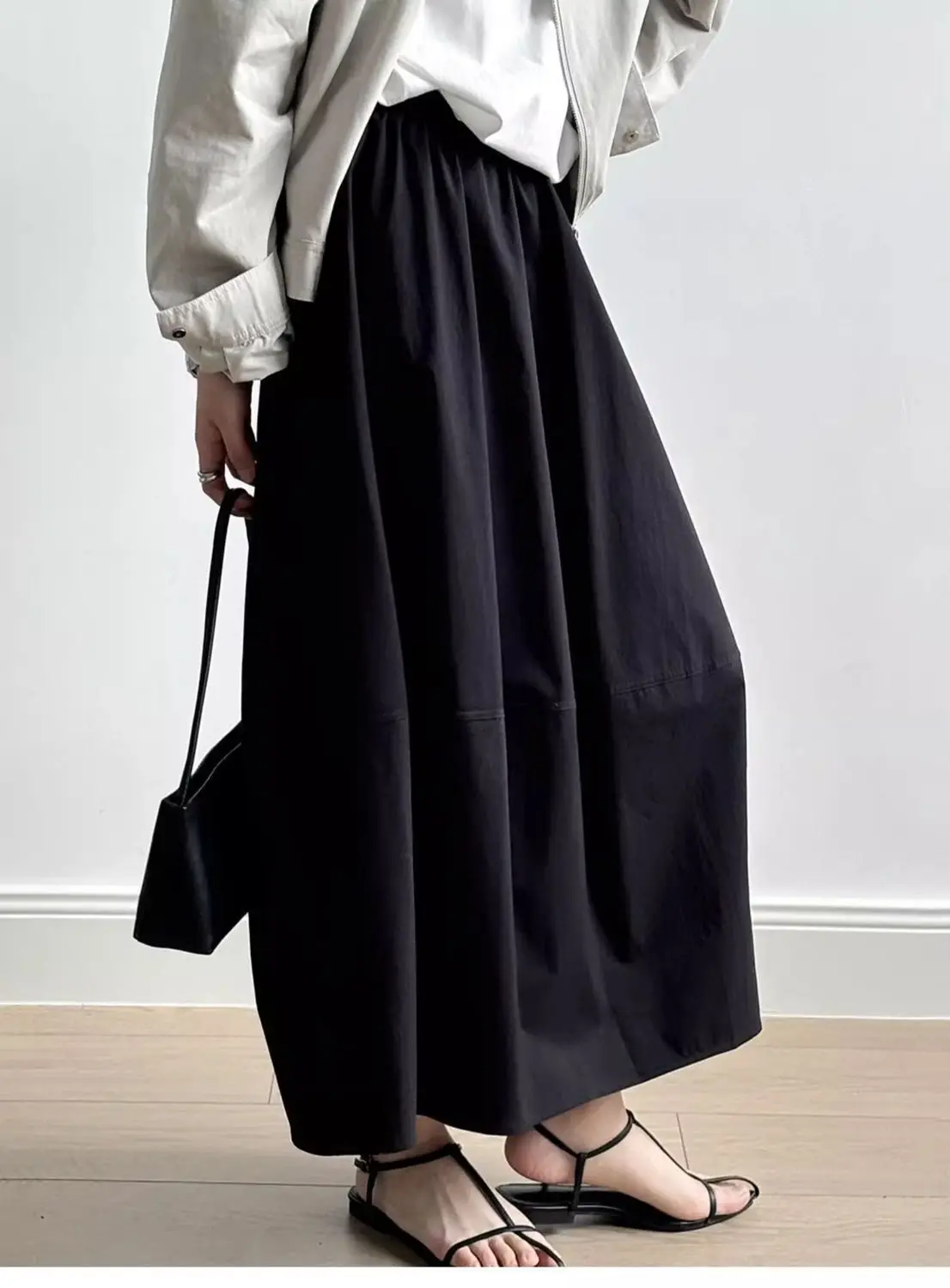 Jupe Longue Évasée Femme Taille Haute – Élégance Minimaliste Printemps Été
