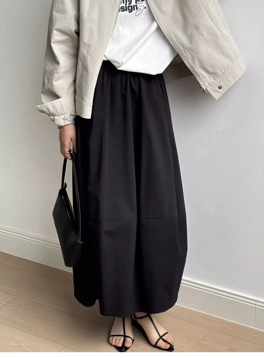 Jupe Longue Évasée Femme Taille Haute – Élégance Minimaliste Printemps Été