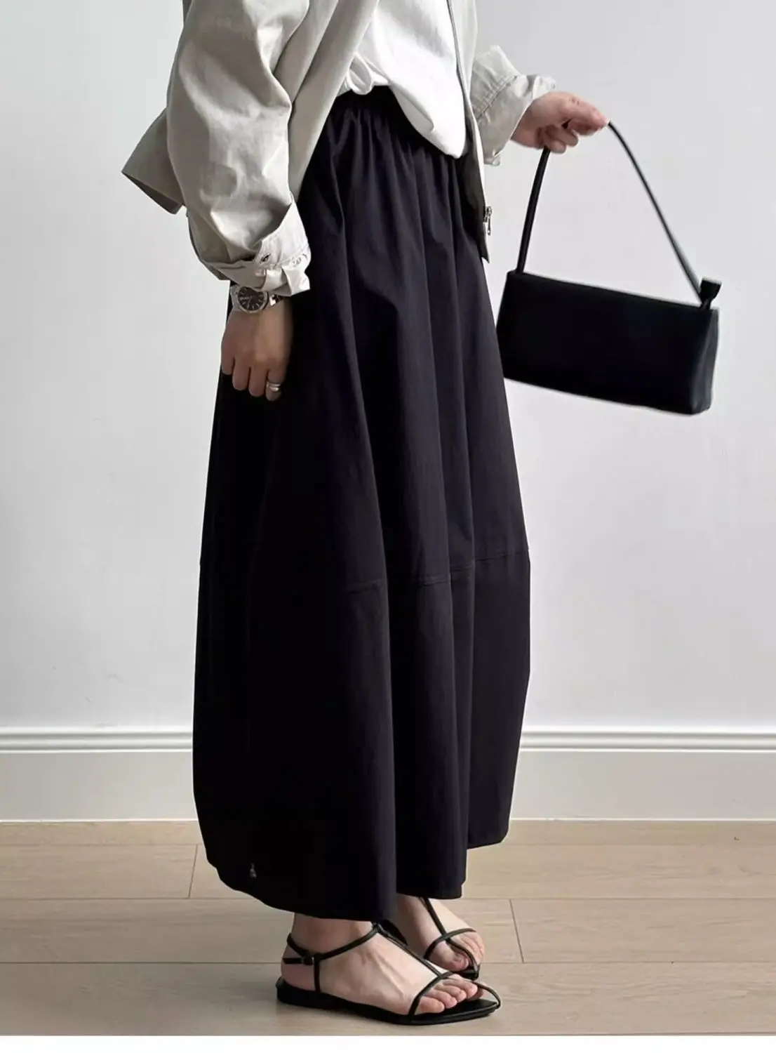 Jupe Longue Évasée Femme Taille Haute – Élégance Minimaliste Printemps Été