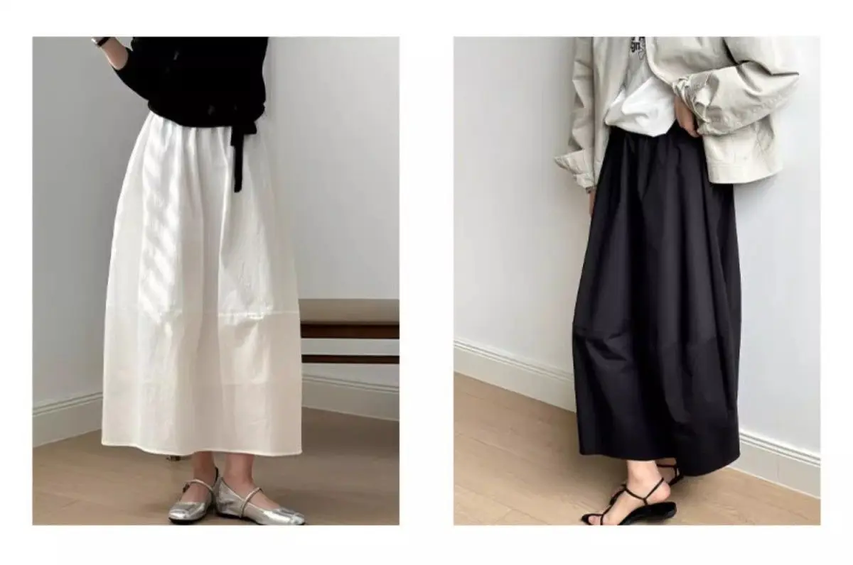 Jupe Longue Évasée Femme Taille Haute – Élégance Minimaliste Printemps Été