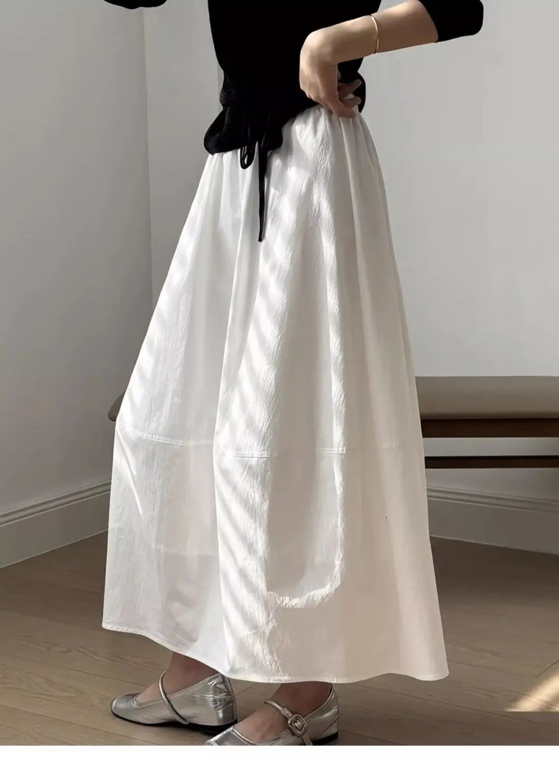Jupe Longue Évasée Femme Taille Haute – Élégance Minimaliste Printemps Été